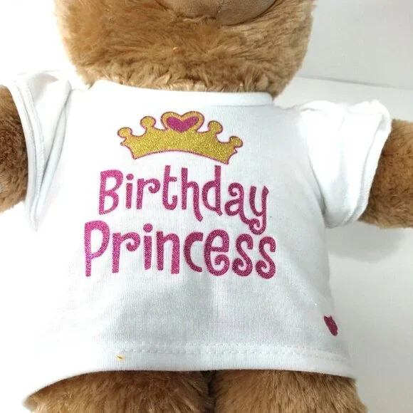 Build A Bear Workshop Brown Teddy Bear Plush Toy with Shirt Sings Happy Birthday - Picture 5 of 10